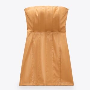 ZARA Yellow leather mini dress
